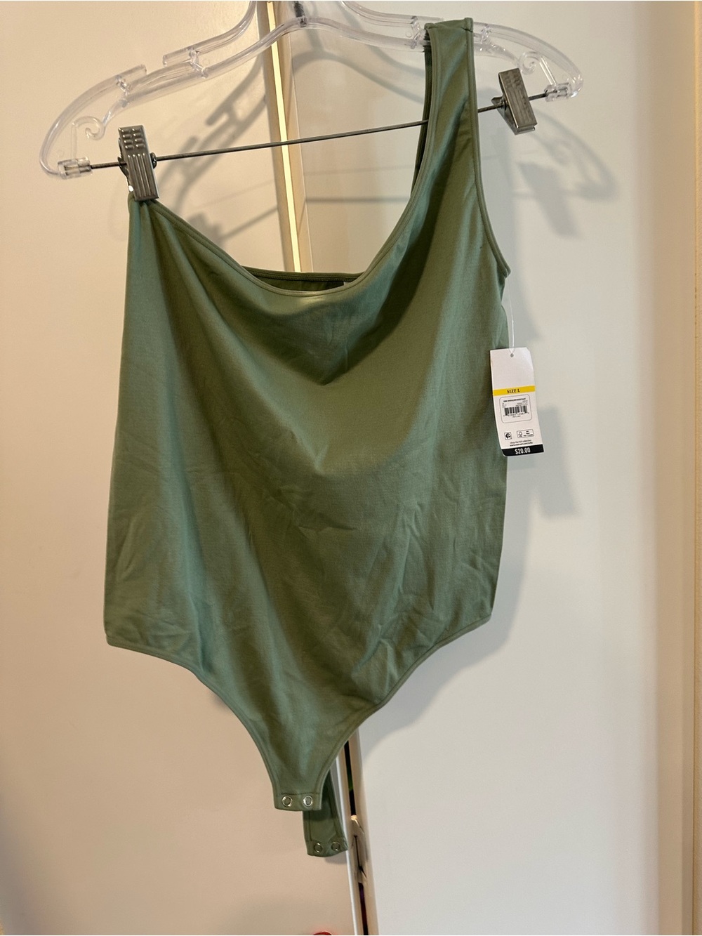 Women's Sofia Jeans By Sofia Vergara Olive Green One-Shoulder Bodysuit NWT Large